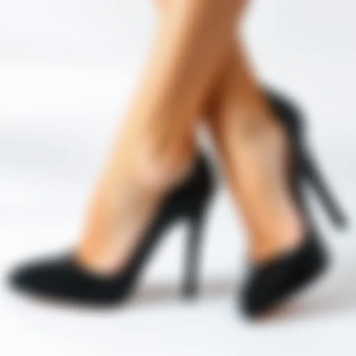 Elegant black high heels in size 13 on a white background
