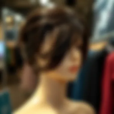 Natural-looking human hair wig displayed on a mannequin