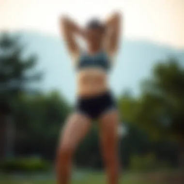 Optimal Fit and Flexibility A model demonstrating the fit and flexibility of athletic shorts