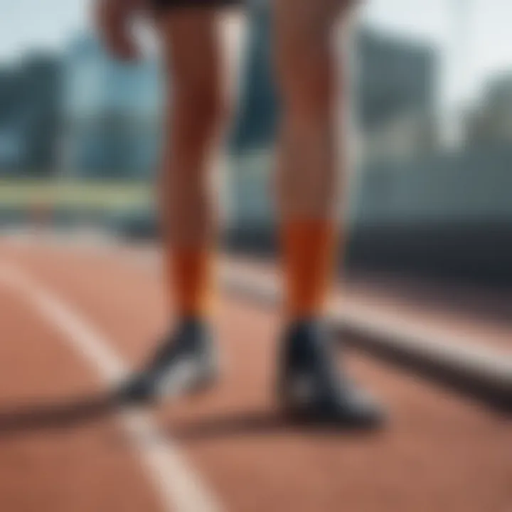 Athlete wearing non-slip socks during training on a track