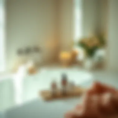 Creating a Holistic Skincare Setup A serene bathroom setting with an exfoliating body net and skincare products