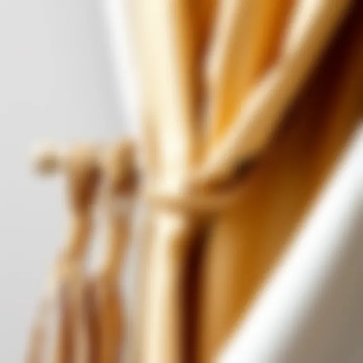 Close-up of textured materials used in boho curtain holdbacks