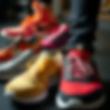 Diverse Styles of Breathable Sneakers A collection of diverse walking sneakers showcasing various colors and designs.