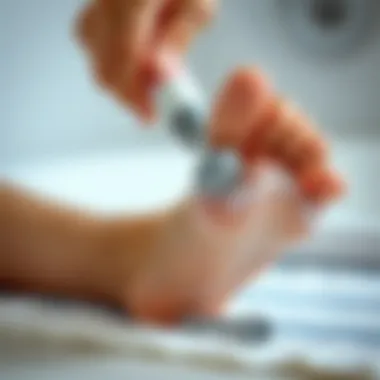 Gentle Foot Care Close-up of a foot being gently scrubbed with a callus remover