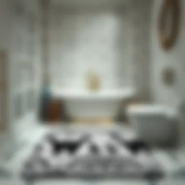 Elegant Bathroom Rug with Cat Patterns Elegant cat-themed bathroom rug with intricate patterns