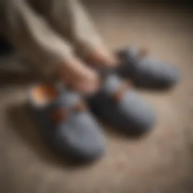 Stylish Comfort Slippers A pair of stylish yet comfortable slippers suitable for older adults.