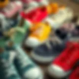 A collection of classic canvas shoes showcasing various colors and designs