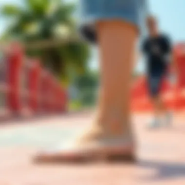 Fashion-Forward Outdoor Look A model wearing clear flat shoes with rhinestones in a vibrant outdoor setting, embodying fashion-forward aesthetics.