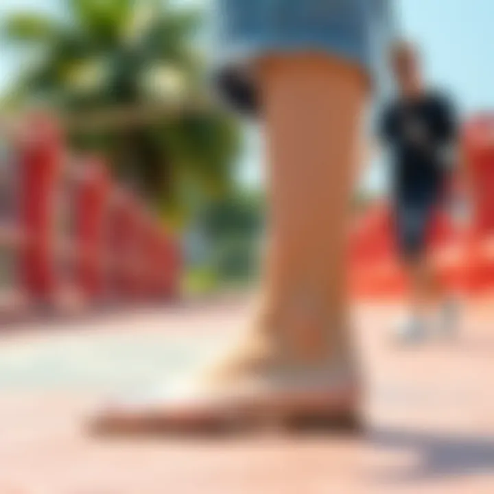 Fashion-Forward Outdoor Look A model wearing clear flat shoes with rhinestones in a vibrant outdoor setting, embodying fashion-forward aesthetics.