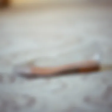 Elegant Side Profile A side view of clear flat shoes with rhinestones placed elegantly on a textured surface.