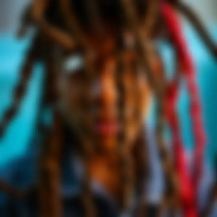 Aesthetic Appeal of Dreadlock Clips Stylish dreadlock clips displayed with vibrant dreadlocks in the background