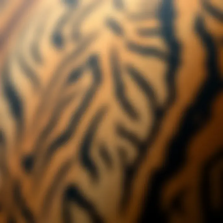Intricate Tiger Print Fabric Texture Close-up of intricate tiger print fabric texture