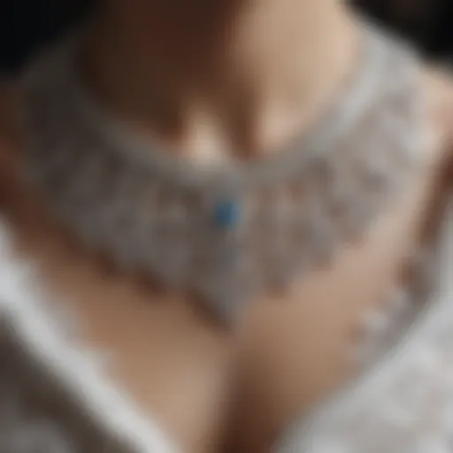 Close-up of a collarbone necklace highlighting intricate design