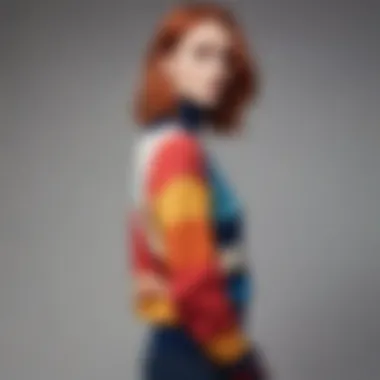 A vibrant colorblock striped sweater displayed against a minimalist background