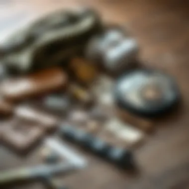 Essential contents of a period kit bag laid out