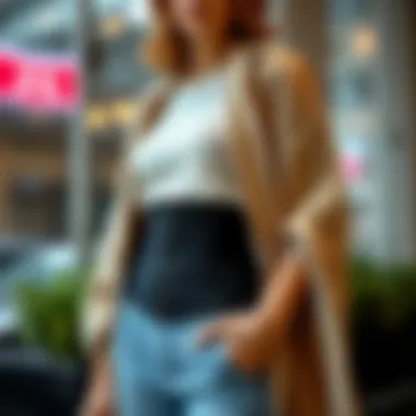 Fashionable outfit paired with a waist trainer, highlighting body image