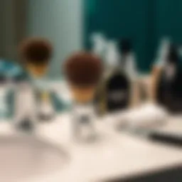 Elegant travel size boar bristle brush on a sleek vanity.