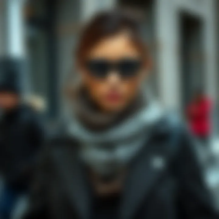 Layered winter attire showcasing various textures and colors