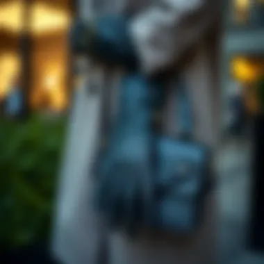 Stylish accessories including gloves and a statement bag