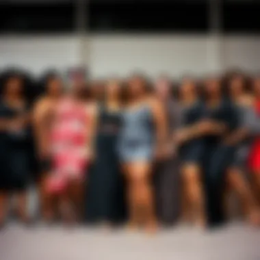 Celebrating Diversity in Plus Size Fashion A group of diverse individuals wearing plus size trumpet sleeve dresses