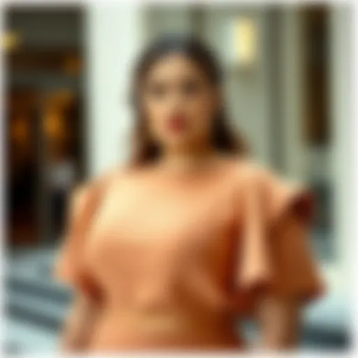 Elegant plus size trumpet sleeve dress showcased on a model