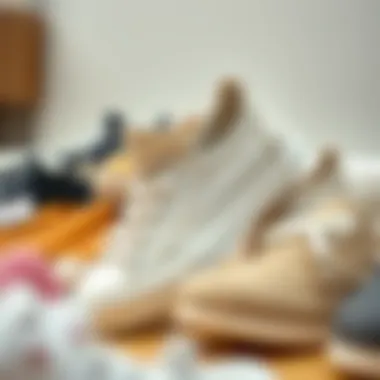 Trendy Styles of Woven Elastic Shoes A stylish arrangement of various woven elastic shoes in contemporary designs