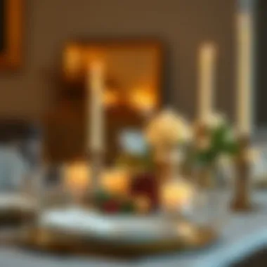 Decorative Tableware and Candle Arrangement Close-up of decorative tableware and candle arrangement