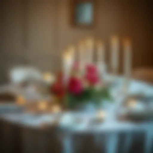 Elegantly set table with candles and floral centerpiece