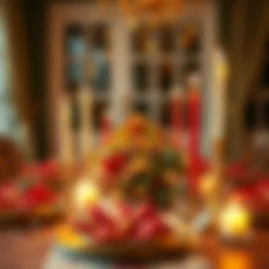 Colorful Seasonal Decor for a Dinner Table Colorful dinner table with seasonal decor and candles