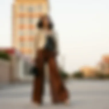 Cultural influences in contemporary fashion using wide leg pants