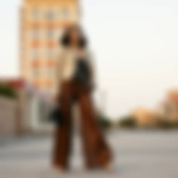 Cultural influences in contemporary fashion using wide leg pants