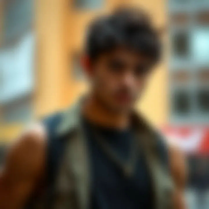 Man showcasing a layered outfit featuring a curved hem tank top