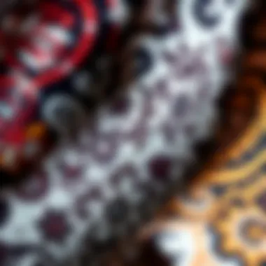 A close-up of fabric showcasing custom prints and patterns