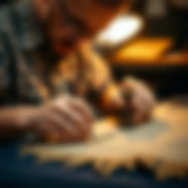 Artisan Crafting Identity through Stamping Artisan applying custom name stamp on fabric