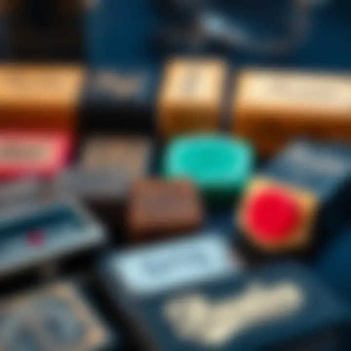 Diverse Range of Personalization Options Close-up of various custom name stamps