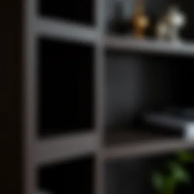 Close-up of dark wood corner shelf with intricate detailing