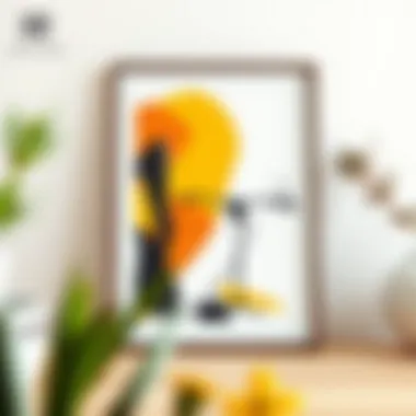 Modern metal 11x14 picture frame adorned with abstract art