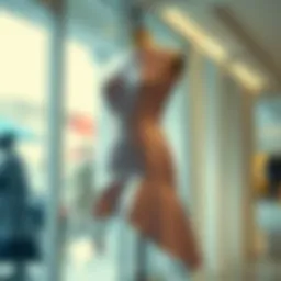 Elegant dolphin hem dress showcased on a mannequin