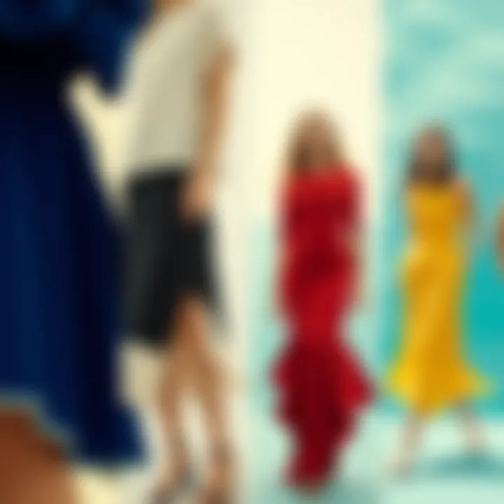 Collage of various dolphin hem styles in different fabrics