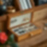 Elegant wooden earring organizer box showcasing delicate jewelry