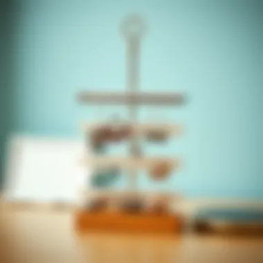 Modern multi-tier earring organizer displaying various styles of earrings