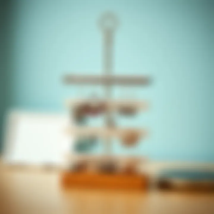 Modern multi-tier earring organizer displaying various styles of earrings