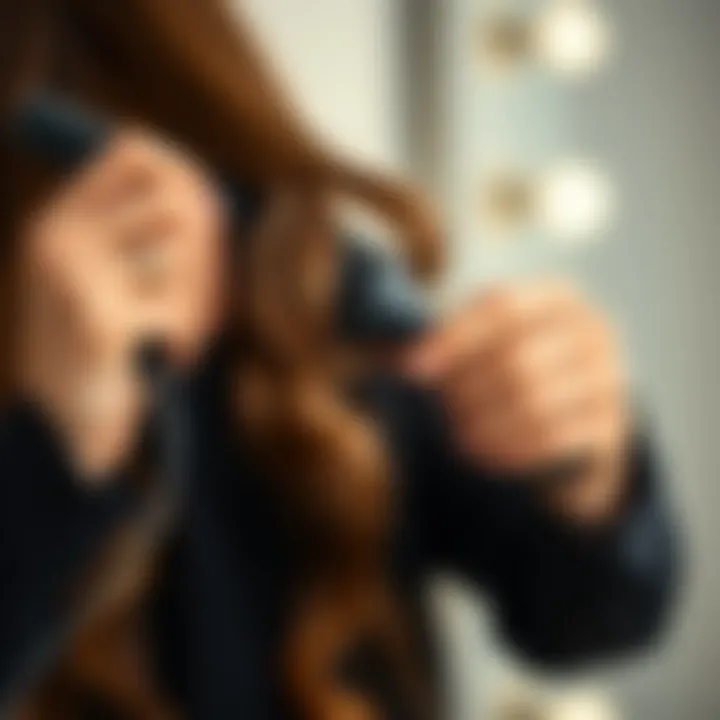 Adjusting Settings for Optimal Hair Styling Demonstrating setting adjustments on curling iron brush