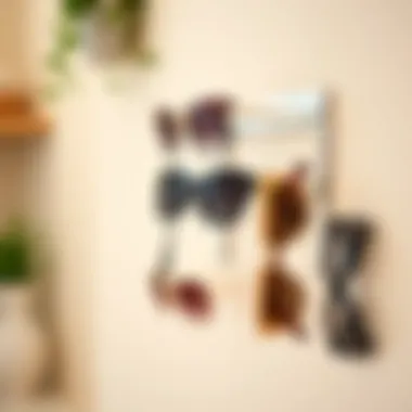 Wall-Mounted Rack for Sunglasses Wall-mounted rack elegantly holding sunglasses