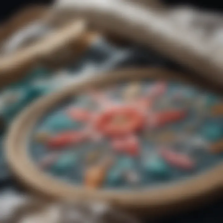 Selection of embroidery materials and threads
