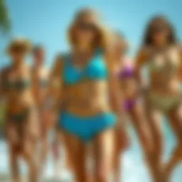 Vibrant collection of bathing suits with booty shorts