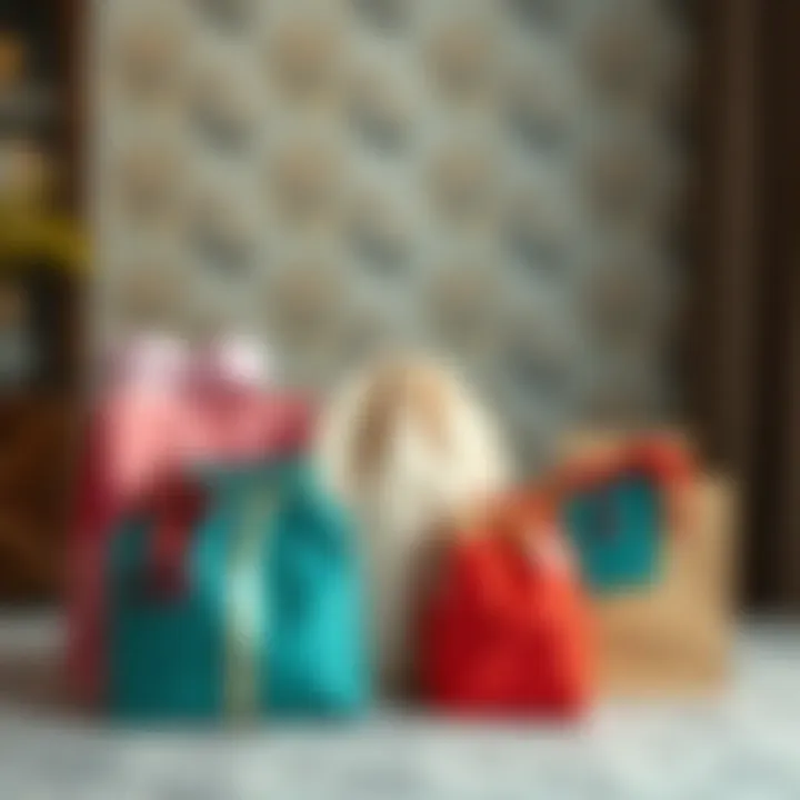 Gift bags arranged artfully for different occasions