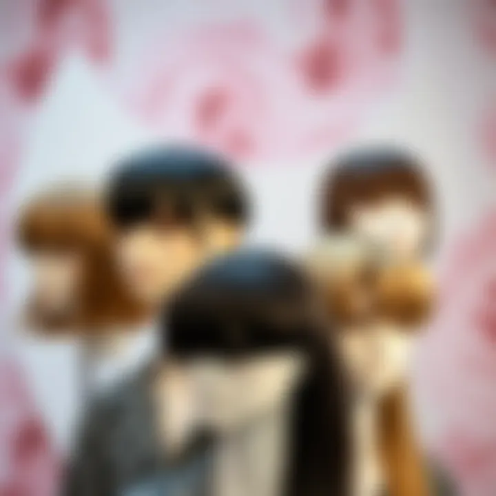 Close-up of various styles of 3D clip-in bangs displayed on a stylish background