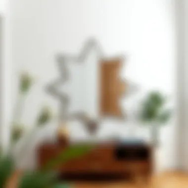Star-Shaped Mirror in a Minimalist Entryway Stylish star-shaped mirror enhancing a minimalist entryway