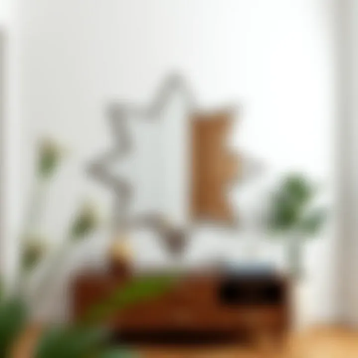 Star-Shaped Mirror in a Minimalist Entryway Stylish star-shaped mirror enhancing a minimalist entryway